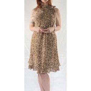 90’s Vintage ‘Sherri Martin’ Chiffon Leopard Print Bias Cut Midi Dress